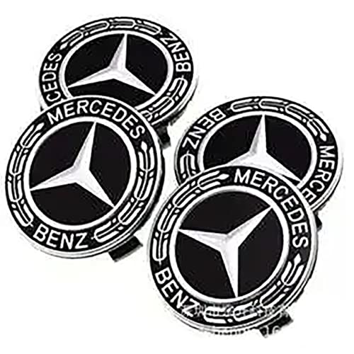 4 - pieceCache-moyeux Logo 75mm （Noir） Matériau de résine ABS de Haute qualité, exécution exquise pour Jantes en a