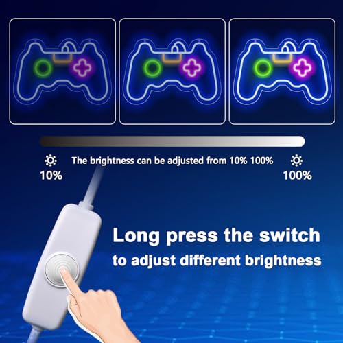 Image of Euvkysh Game Neon Sign for Gamer Room Decor, Led Dimmable Neon Signs Wall Decorations for Living Room Bedroom Gamepad Controller Shape Lights Game Room Decor, Best Gamer Gifts for Boys, Kids