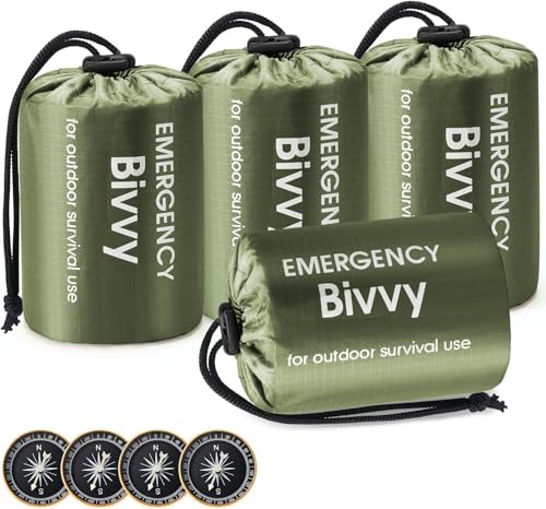 Esky Notfall Biwaksack, Notfalldecke Schlafsack Hitze und Kälteabweisend Wasserdicht Leicht Notfall Schlafsack Mit Pfeife und Kompass Ideal zum Zelten Wandern und Abenteuer im Freien