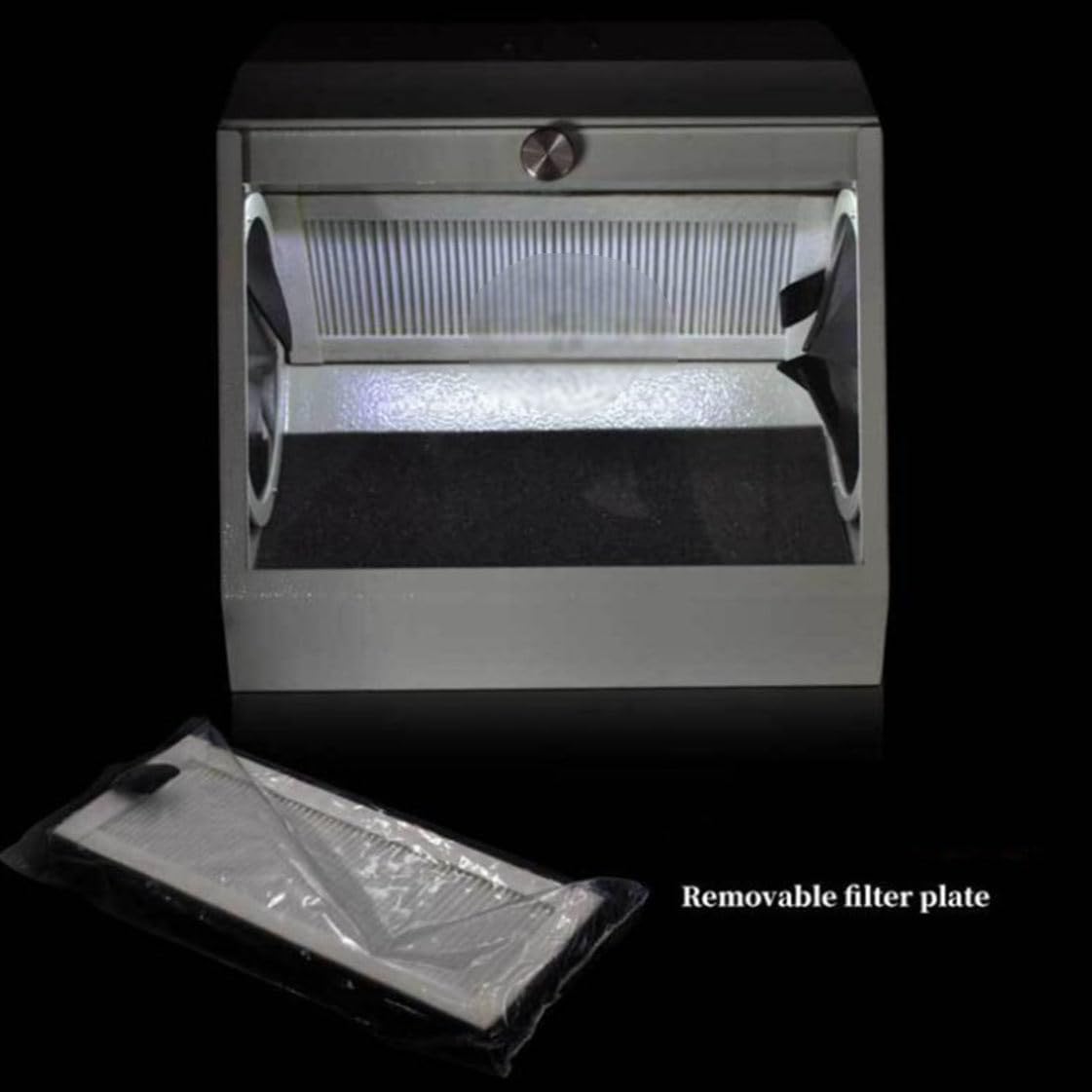 Dental Lab Dust Box con estrazione dell'aria, dispositivo di filtraggio e sorgente luminosa LED 5500K per sabbiatura, previene la fuoriuscita della polvere, migliora la sicurezza del laboratorio