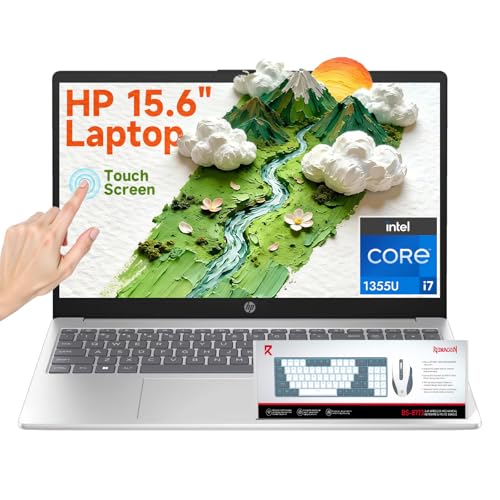 Image of HP 15.6 inch Full HD Touchscreen Business Laptop, Intel Core i7-1355U, 20GB DDR4 RAM, 512GB SSD, Windows 11 Pro Copilot AI,Numeric Keypad,Fast Charge, Office 365 for The Web with Laptop KB Kit