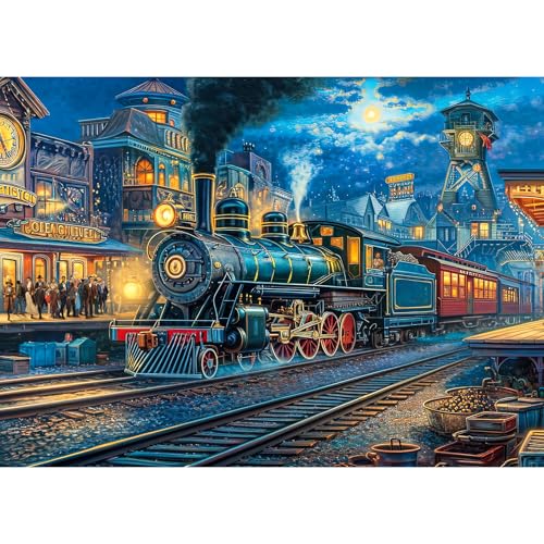 Puzzle 1000 Teile,Puzzle Erwachsene, EIN Herausforderndes Rätsel,Puzzlespiele für Die Ganze Familie,Geschenke für Frauen,Geschenke für Männer,Thema:Bahnhof