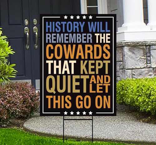 Pro Democracy Protest Yard Sign - Resist Hate Lawn Sign, Anti-Trump Sign, Resist Racism, Resist Fascism Yard Sign with Metal H-Stake (Multicolor, 24