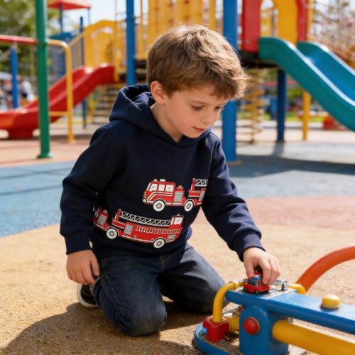 Image of Akyzic Baby Boys Dinosaurs Hoodie Boys Shark Pullover with Pocket Kids Truck Warm Sweatshirt Sweater