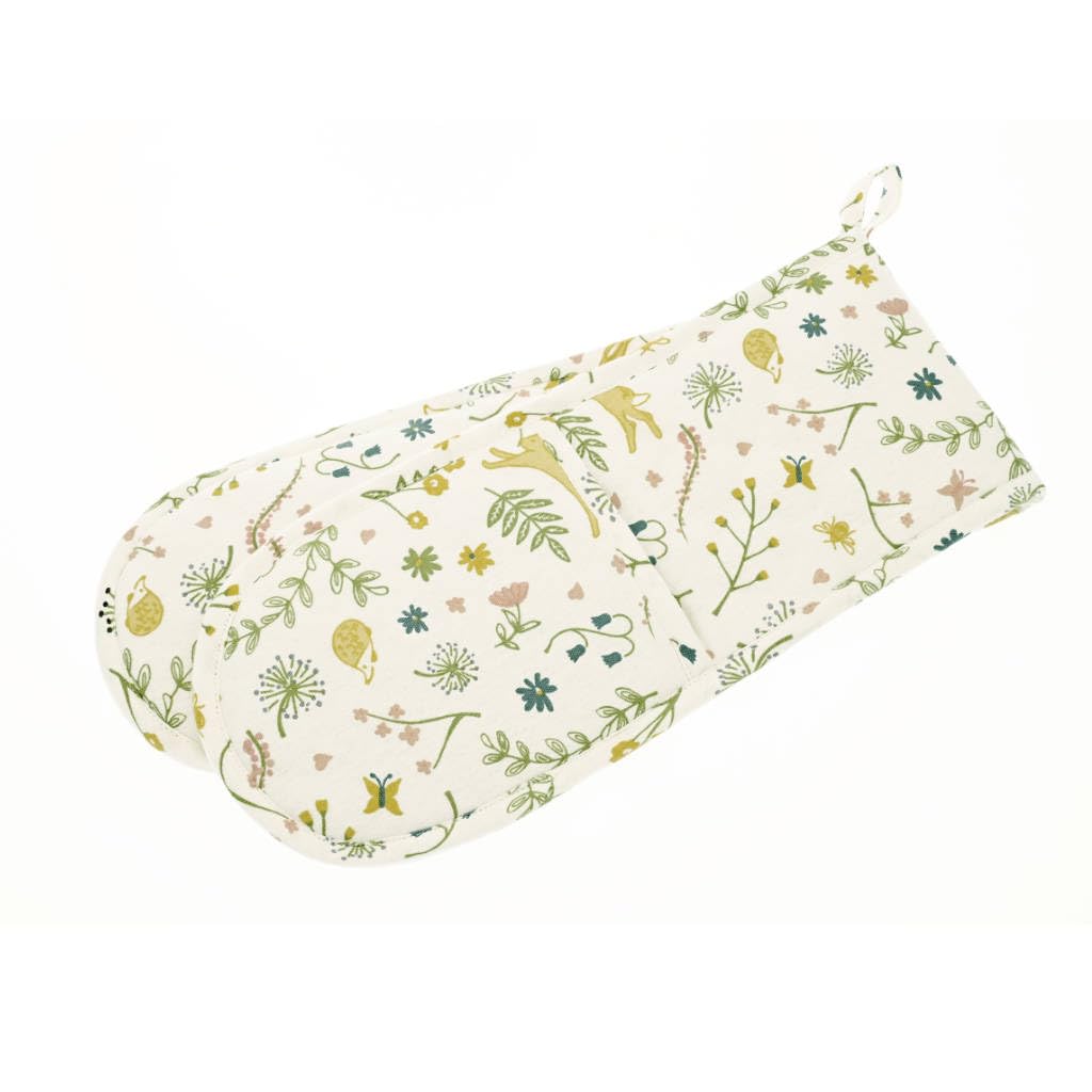 Walton & Co Multicolour - Meadow Countryside And Flowers 100% Cotton Kitchen Indoor/Outdoor Tableware (Meadow Double Oven Glove: 18Cm X 94Cm)
