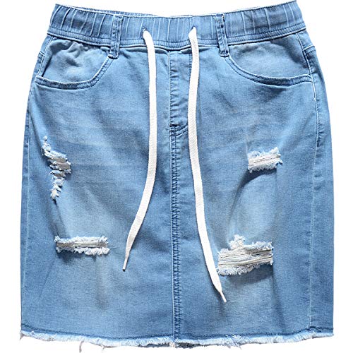 Vanberfia Women's Casual Distressed Ripped Denim Short Skirt (Js20196026, L) #TOP1