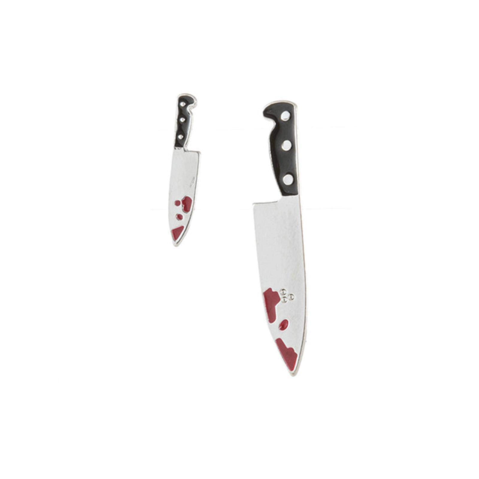 QINQIN New earrings Pek girl Hara Zhu Lake killer large earrings earrings small male bloody knife asymmetric earrings jewelry accessories