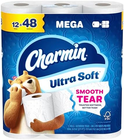 Charmin Ultra Soft Toilet Paper, 12 Mega Rolls = 24 Regular Rolls, 2-ply Bath Tissue — view 12