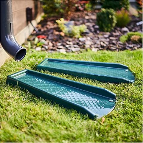 HomeBuddy Gutter Downspout Extension - 2 Pack Rain Gutter Downspout Splash Block, Durable, Stackable Rain Downspout Diverter from Recycled Plastic Gutter extension - Plastic Screws for Ground Included Cover