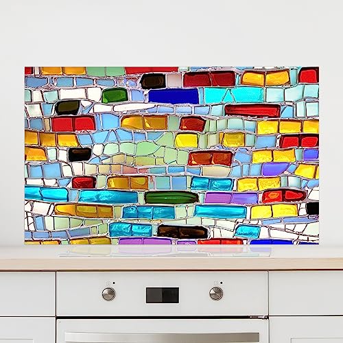 GRAZDesign Spritzschutz Küchenrückwand Glas Küche für Herd & Küchenspüle, Bunte Gläser Style | Glasplatte Rückwand Küchenwand | 60x40cm