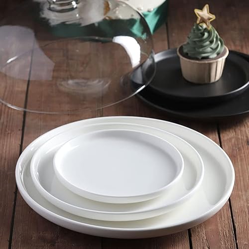 Miniatura 4 de Zerodeko Cúpula de cristal transparente de 6 pulgadas con bandeja de base de cerámica, mango de campana de cloche, vitrinas, vitrinas, centro de