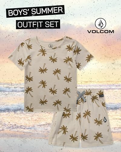 Image of Volcom Toddler Baby Boy Shorts Set - 2 Piece Short Sleeve Graphic Tees and Shorts Infant Toddler Little Boys Summer Outfits