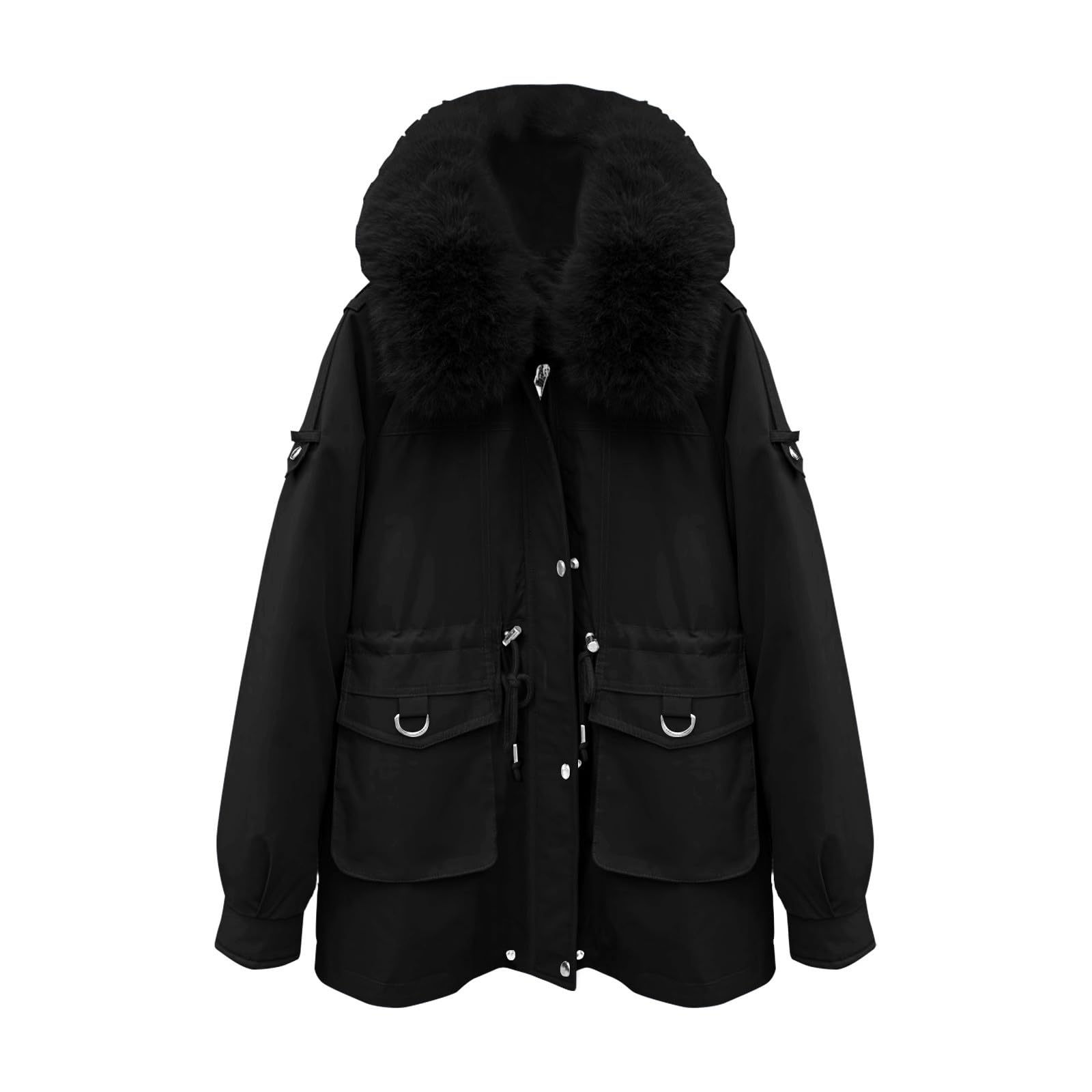 Abrigo Mujer Parka Largo con Capucha Niñas Adolescentes Abrigo Algodón Manga Larga Gruesa Chaqueta Acolchada con Cremallera de Invierno Cálido Parkas a Prueba de Viento con Bolsillos Outwear Termico