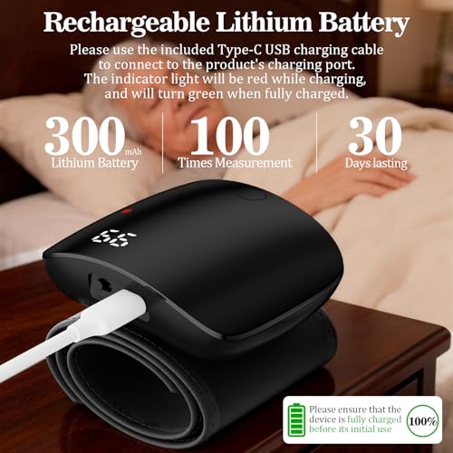 Image of Wrist Blood Pressure Monitor for Home Use - Dual User Memory 99x2, Adjustable Cuff (5.3-9.3 inch), Voice Broadcast & Portable Case, Large LED Display with Color-Coded Backlight(Black)