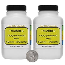 Thiourea [SCNH2 2] 99.9% ACS Grade Crystals 12 Oz in Two Space-Saver Bottles