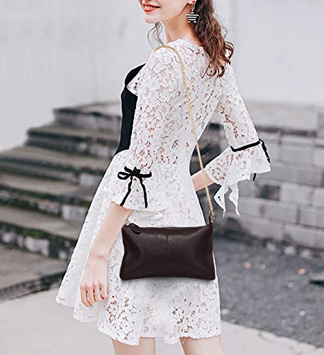 Image of YALUXE Genuine Leather Wristlet Handbags Purses Cell Phone Pocket Clutch Wallet Crossbody Bags for Women