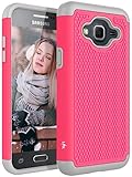 J3 Case, Express Prime Case, Amp Prime Case, LK [Shock Absorption] Hybrid Armor Defender Protective Case Cover for Samsung Galaxy J3 / Express Prime / Amp Prime (Rose Pink)