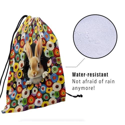 Image of Nerxy Easter Grip Bag - Bunny Gymnastics Grip Bag Spring Gymnasts Gym Bag Colorful Drawstring Gift Bag Gym Storage Pouch for Sports Party Favors