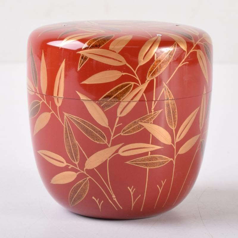 茶道具 山中塗 塗師 多田桂寛作 笹露蒔絵 中棗 共箱 V 7064 【公式通販】