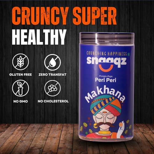 Image of SNAAQZ Peri Peri Roasted Makhana | Spicy Fox Nut Healthy Snack | Gluten Free Crunchy Namkeen | Low Calorie Phool Makhana | Protein Rich Diet Friendly Evening Snack