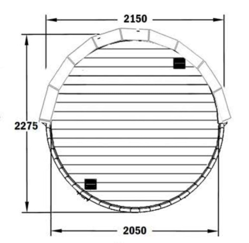 Fasssauna Saunafass Außensauna Carrie 2 Sitzbänke aus Holz Wandstärke 42 mm
