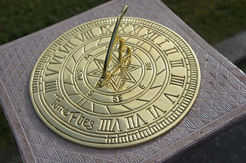 Black Country Metal Works Time Flies Polished Brass Sundial