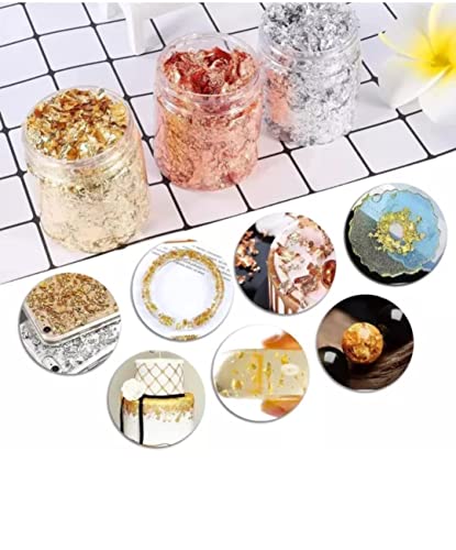 Image of 1 Golden Flakes 1 Rose Gold foil Flake and 1 Silver foil Flake for Resin, Decorating, Nail Polish, Soap, Candle Making, Art Craft Decoration & Other Artistic Works