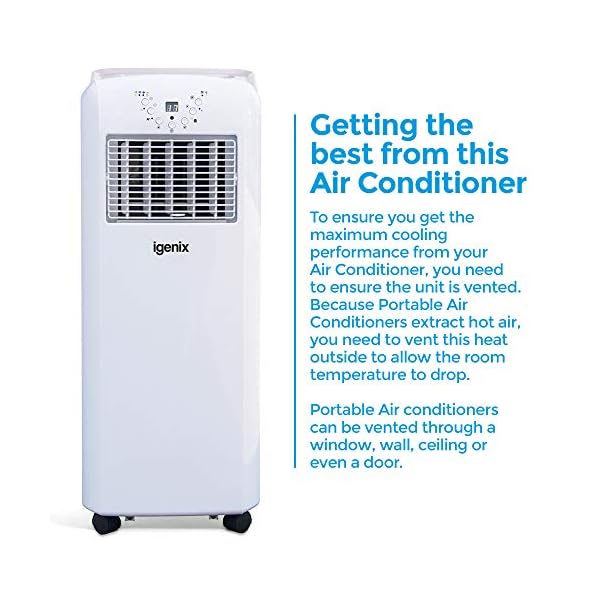 Igenix IG9902 3-in-1 Portable Air Conditioner with Heating Function, 9000 BTU, 1100 W - White - Image 3