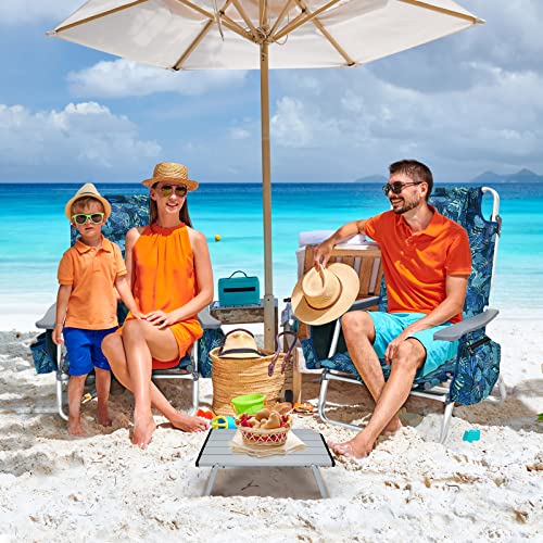 Image of Tangkula Backpack Beach Chair with Table, 5-Position Lay Flat Lightweight Low Folding Beach Chairs with Cooler Bag, 2 Cup Holders, Towel Bar, Backpack Straps