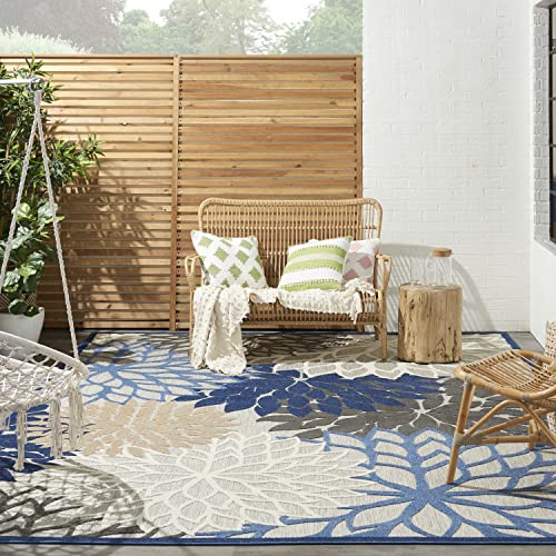 Nourison Home Aloha Indoor/Outdoor Blue/Multicolor 12' x 15' Area-Rug, Tropical,