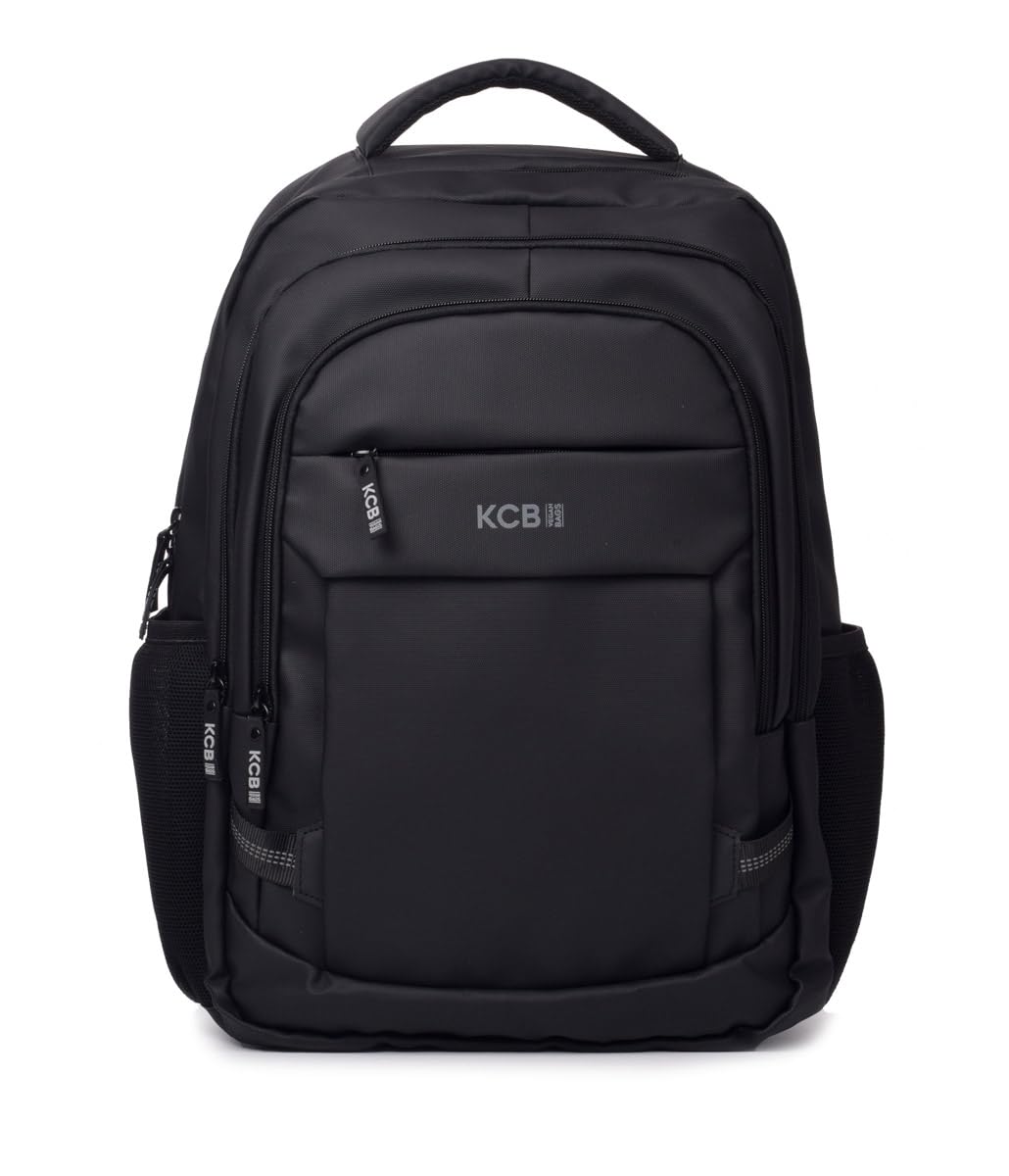Mochila Grande de Hombre KCB Urban | Diseño Espacioso y Práctico | Bolsillos Multiusos | Variedad de Compartimentos | Compartimento para Portátil y Tablet | Asas Ajustables | 100% Vegano | Color Negro