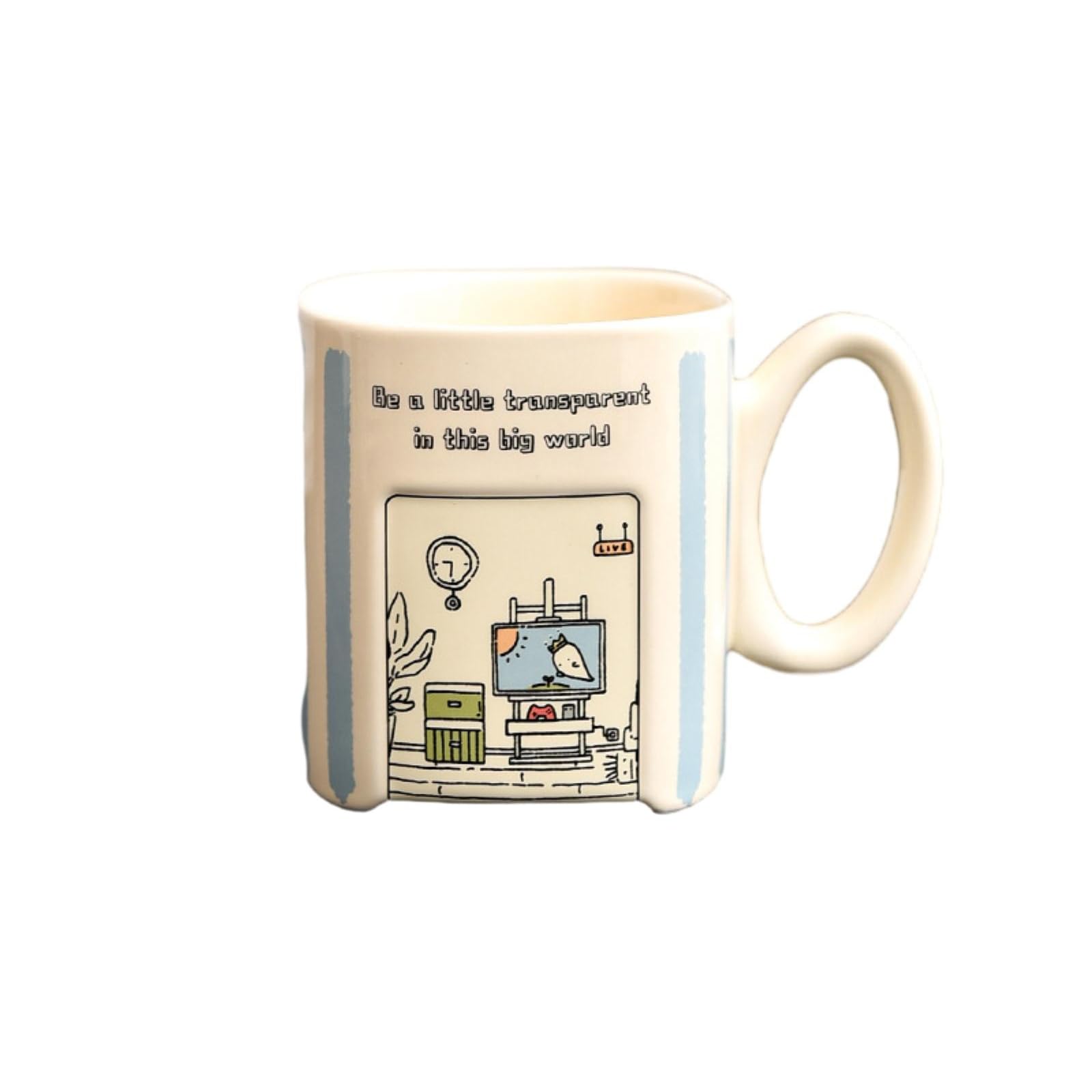 380 ml - 13 uncji kwadratowy ceramiczny kubek kreatywny proste kubki do picia - pionowe paski -380 ml