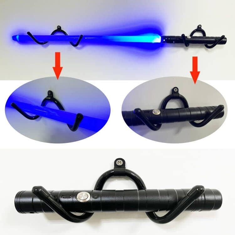 AUXPhome Lightsaber Wall Mount, Black Metal, 4 Pack, Easy Installation, No Scratches