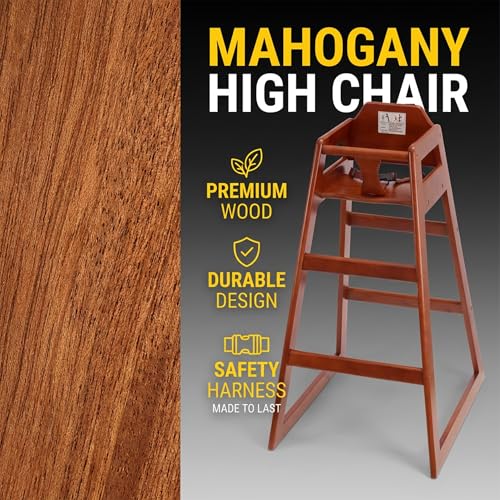 Image of Mahogany Wooden Bar Height Restaurant High Chair - Stackable Rubberwood Dining Chair for Bar Height Tables, Easy-Clean Finish, Commercial Restaurant Seating