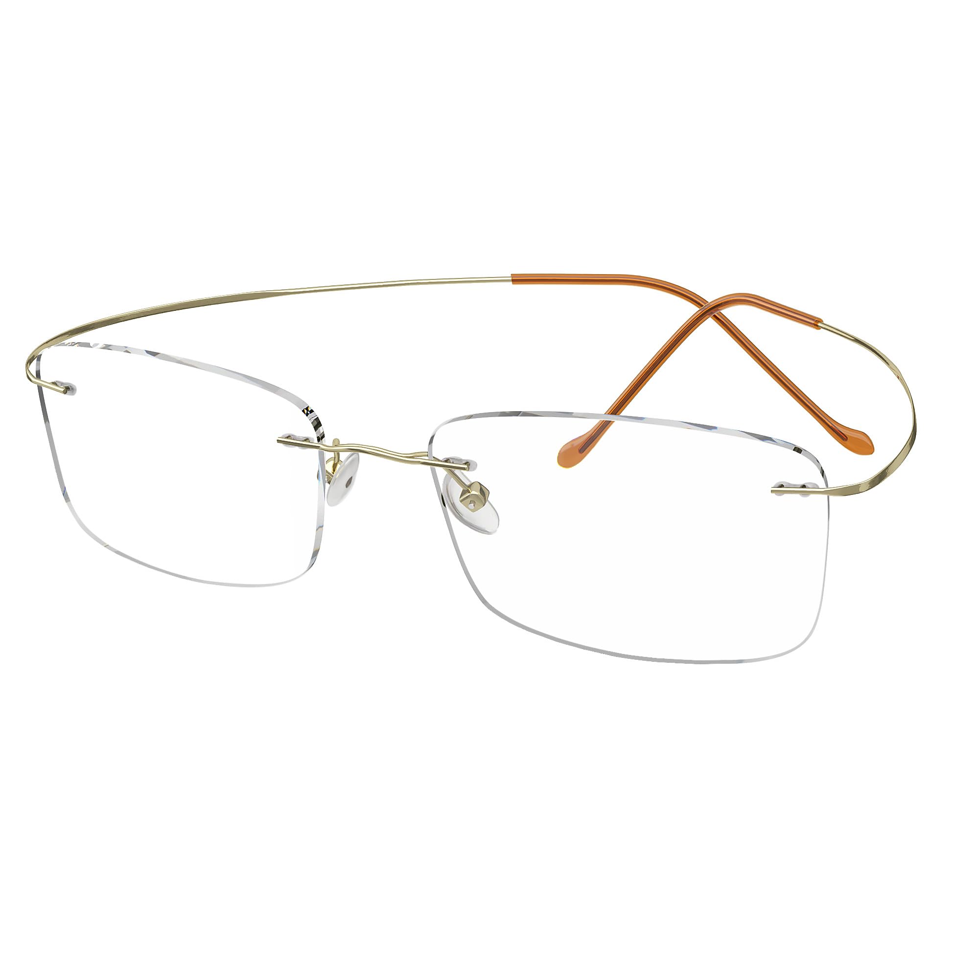 See Rimless Eyeglasses 3824 Matte Orange Titanium Amazon.com: CessBlu Rimless UV Blue Light Filter Glasses  main image 3