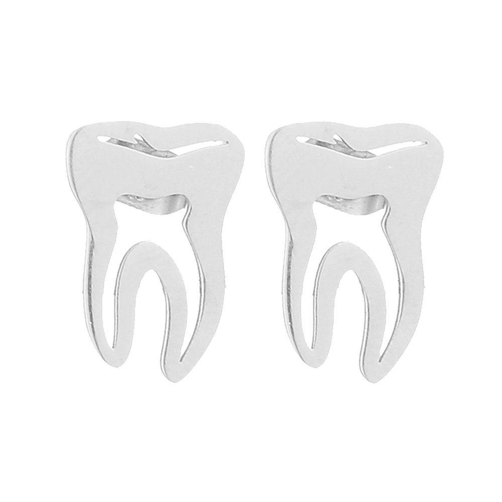 AOCHEETooth Earrings Studs Dental Earrings for Women in Silver Gold Rose Gold Color