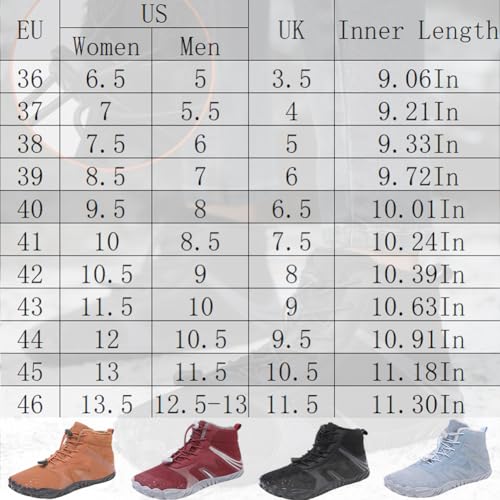 Winter Barefoot Shoes Women Men, Non-Slip & Waterproof Wide Toe Walking Hiking Boots, Outdoor Warm Slip on Snow Footwear2