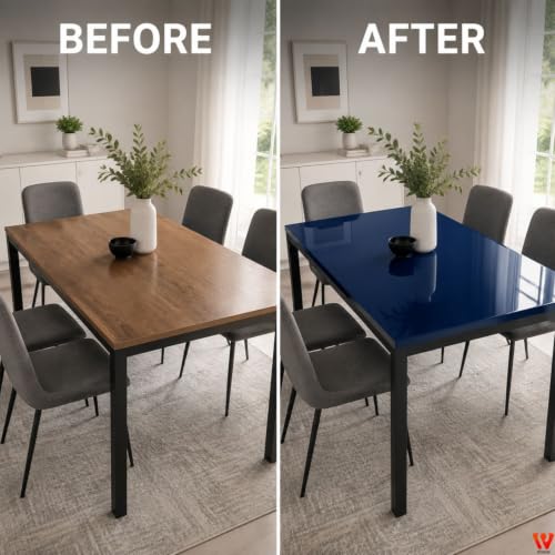 Image of WISDOM Navy Blue Glossy Self Adhesive Wallpaper Peel & Stick Vinyl Contact Paper for Kitchen Cabinets, Furniture, Wardrobe, Tables, Drawers & Home Decor (20X72 in)