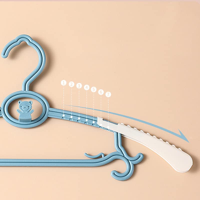Kids Hangers, 2PCS Baby Hangers Reusable Plastic Lovely Adjustable High Toughness Non Slip Toddler Clothes Hangers for Kids