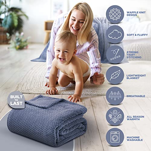 Thesis Fleece Blanket Queen Blanket For Bed Charcoal Waffle Blanket – Waffle Textured Microfiber Bed Blanket Queen Size Blanket Cozy Soft Blanket, 90X90 Inches #TOP1