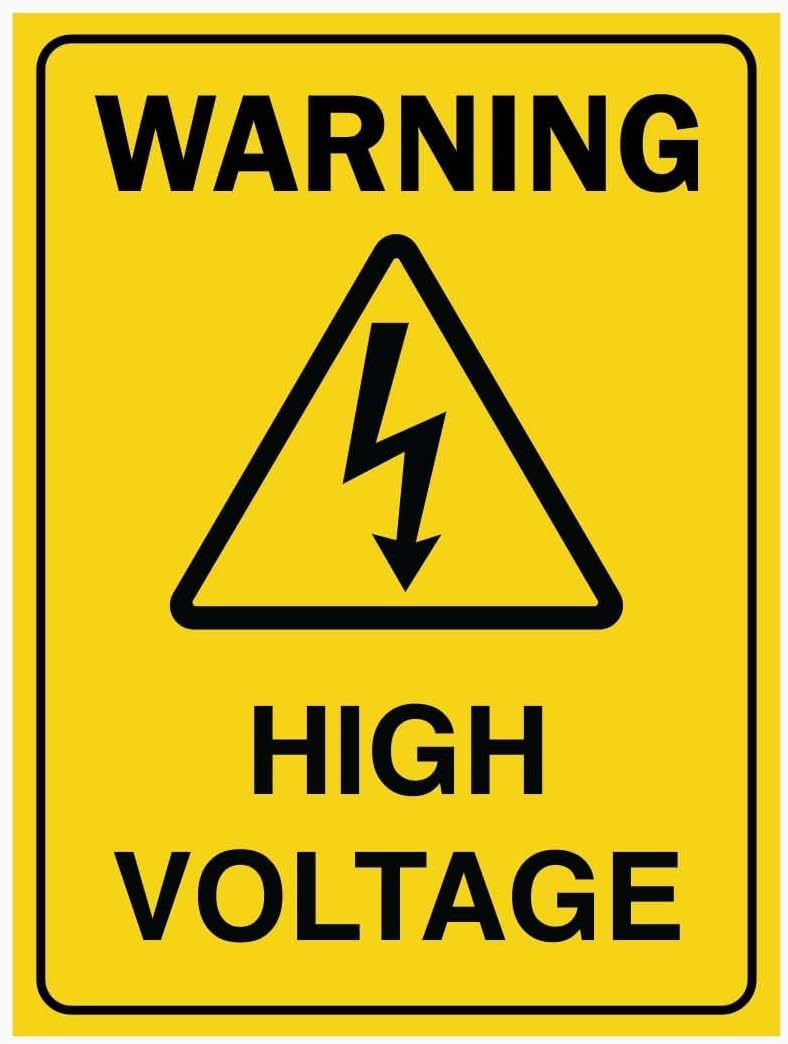 Warning HIGH Voltage Rust Free Aluminum Tin Sign - Industrial/Commercial Decor with Pre-Drilled Holes for Factory Electrical Room, Utility Box - 12x16 Inch​