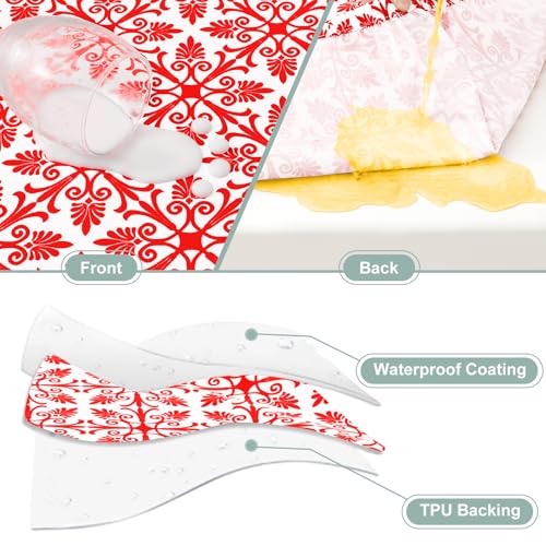 Image of misaya Picnic Table Cover with Bench Cover, Waterproof Elastic Fitted Tablecloth for 8 Foot Tables, Rectangle Washable Polyester Tablecloths for Picnic, Camping, Outdoor (Red, 30 inch x 96 inch)