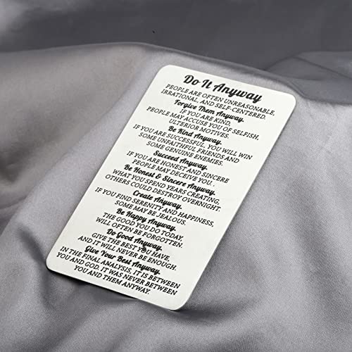 LQRI Religious Wallet Card Gift Scripture Gift Do It Anyway Mother Teresa Quote Wallet Card Christian Church Gift (silver)3
