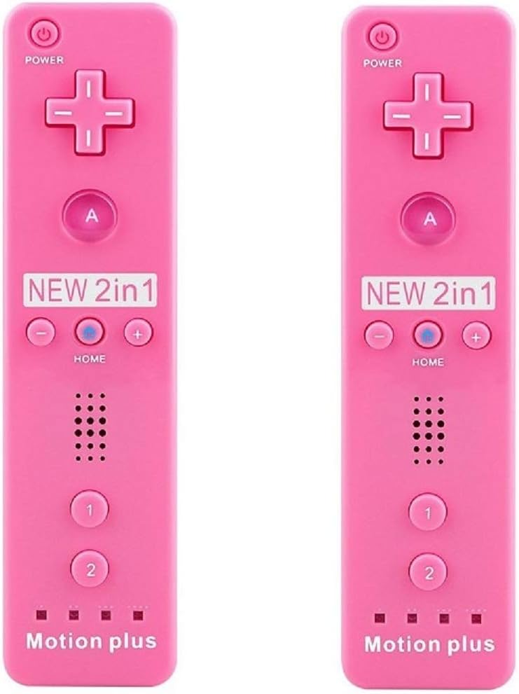 SIBIONO - Wii remote motion plus controller (2 Packs) for Nintendo Wii&Wii U Video Game Gamepads. (Pink)