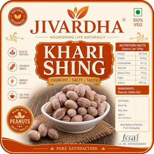Image of Jivardha Healthy Khari Shing Peanuts 1kg | Crunchy Salted Groundnuts | Energy Boosting Snack | Freshly Packed Premium Quality Peanuts