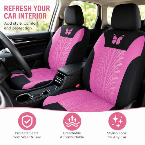 Fundas de asiento de coche para tu RAV4 2010-2025: confort antideslizante y un toque rosa único 3