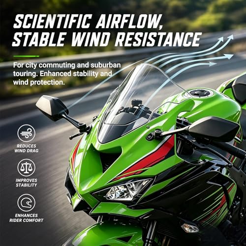 Image of PSLER Double Bubble windshield for 2024 2025 ZX6R Clear | ZX6R accessory, motorcycle windscreen channels airflow to effectively reduce wind noise