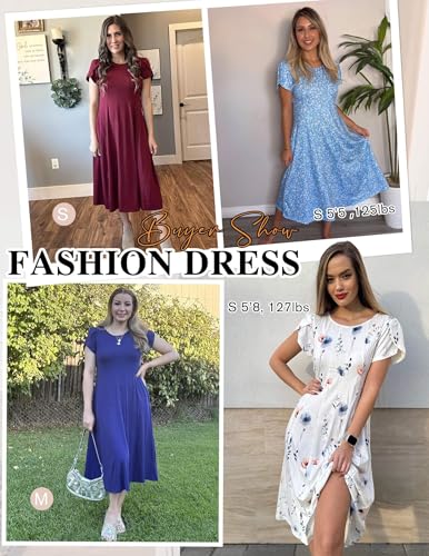 Image of ZEAGOO Womens Casual Dresses for Summer Short Sleeve Flare Midi Dress Loose Flowy Beach Sundress