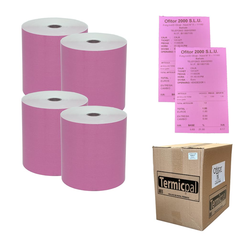 80x80 * 48 Rollos Papel Térmico TERMICPAL Violeta