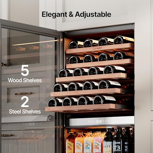 Image of Ca'Lefort 24 Inch Wine & Beverage Center - 112 Can & 40 Bottle | 55-Inch Tall Wine Cellar, Quiet Inverter Compressor, Precise 40-65F Temperature Control, Glide-Out Shelves & Storage Drawer